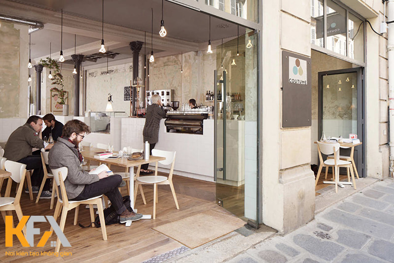 Mẫu thiết kế quán cafe nhỏ 40m2 sang trọng kiểu châu Âu