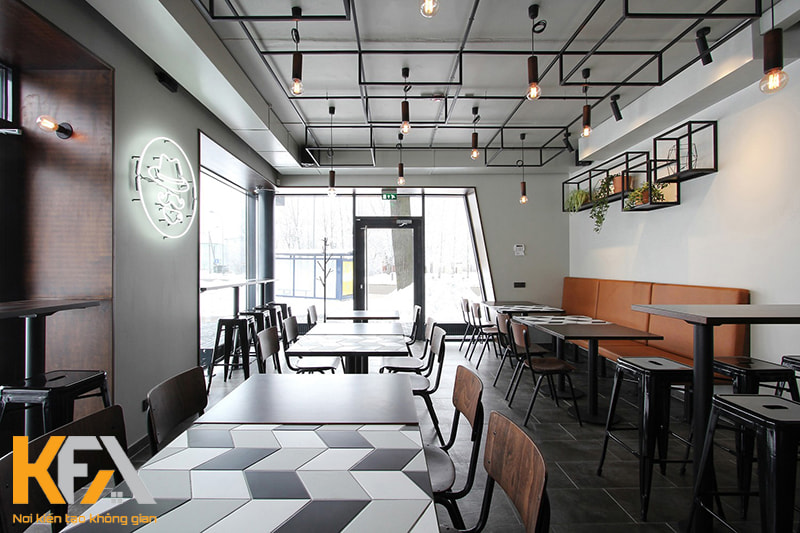 Bố trí nội thất đơn giản đẻ tạo cảm giác thông thoáng cho quán cafe 40m2