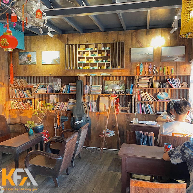 Thiết kế quán cafe Vintage cổ điển kết hợp với cafe sách