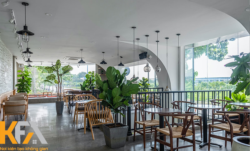 Mẫu quán cafe không gian mở gần gũi với thiên nhiên