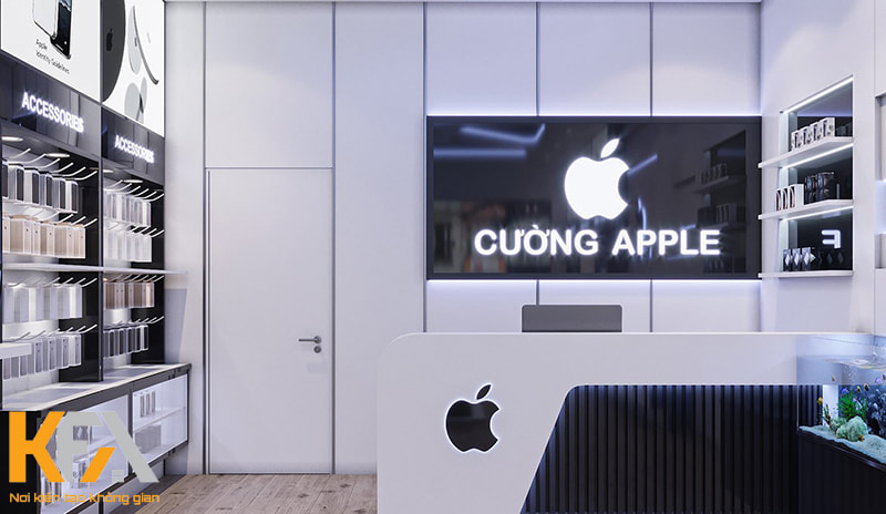 Thiết kế cửa hàng điện thoại Apple không thể bỏ qua biểu tượng quả táo