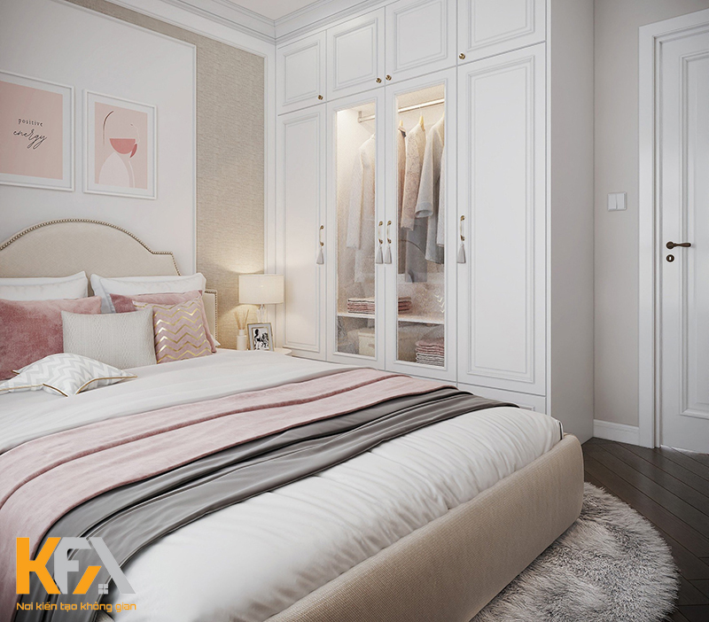Thiết kế đơn giản, nhẹ nhàng và tinh tế này rất phù hợp với phòng ngủ nhỏ