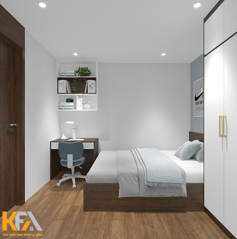 Phòng ngủ được thiết kế đơn giản, hiện đại