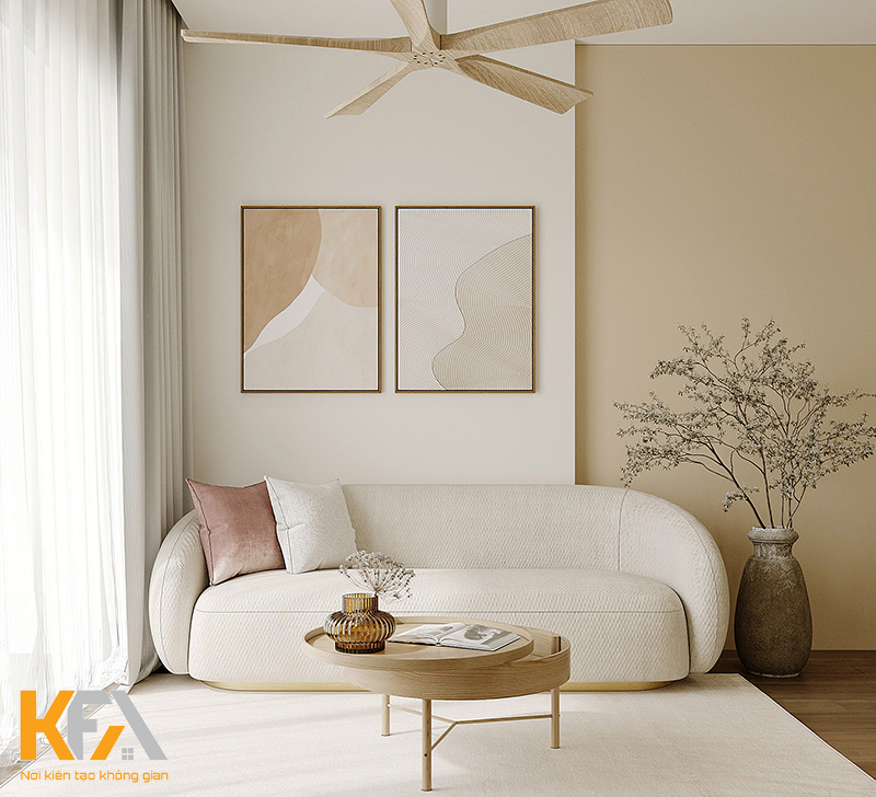 Phòng khách được thiết kế rất đơn giản với những món nội thất cơ bản như sofa, bàn trà