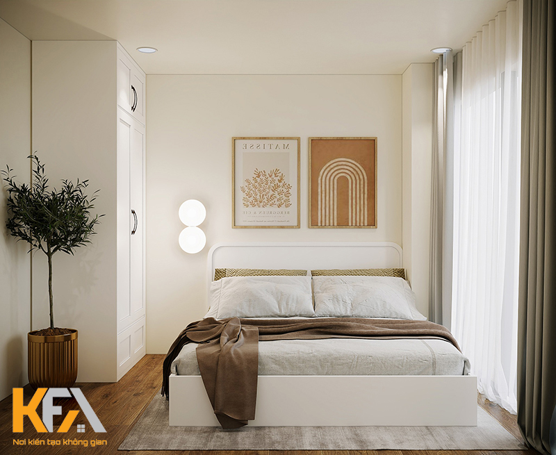 Vì diện tích nhỏ hơn nên nội thất ở phòng ngủ phụ cũng được tỉnh giản hơn cả về số lượng và về mặt thiết kế