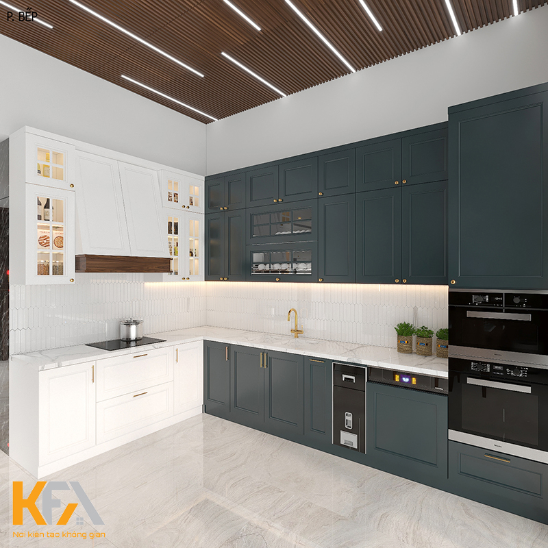 Phòng bếp gọn gàng hơn vì các thiết bị bếp hiện đại đều được tích hợp với tủ bếp