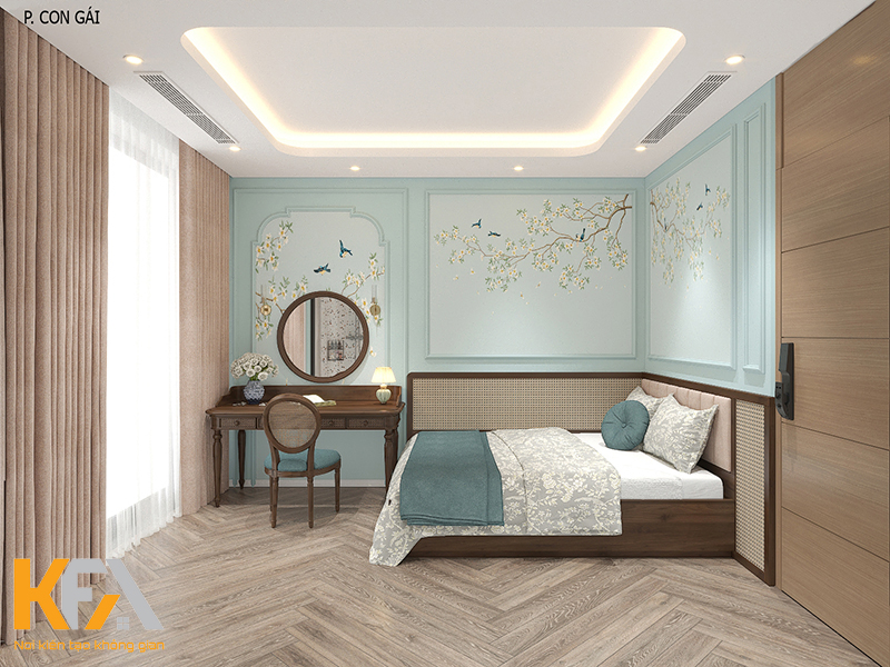 Thiết kế phòng ngủ con gái theo phong cách Indochine