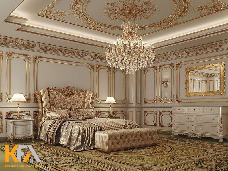 Phòng ngủ đầy quyền lực với 2 gam màu chủ đạo: vàng - trắngPhòng ngủ đầy quyền lực với 2 gam màu chủ đạo: vàng - trắng