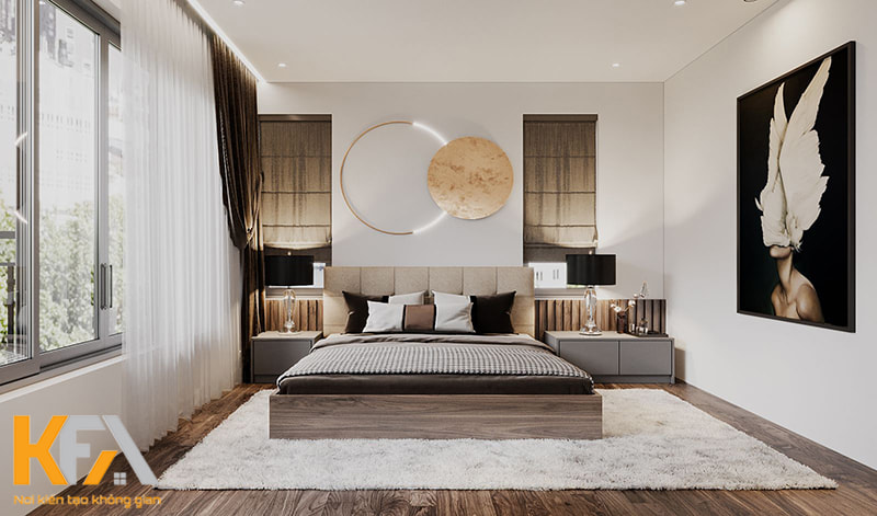 Phòng ngủ master phong cách hiện đại đề cao công năng và tính ứng dụng của nội thất