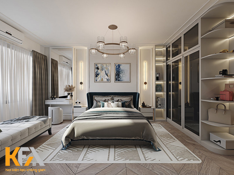 Thiết kế phòng ngủ master phong cách hiện đại với những gam màu trung tính