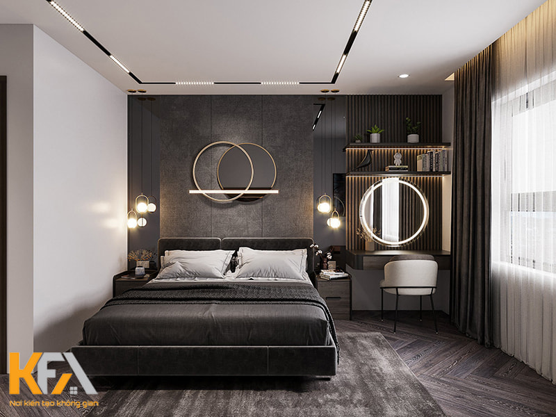 Mẫu thiết kế phòng ngủ Luxury cho căn hộ chung cư với gam màu tối
