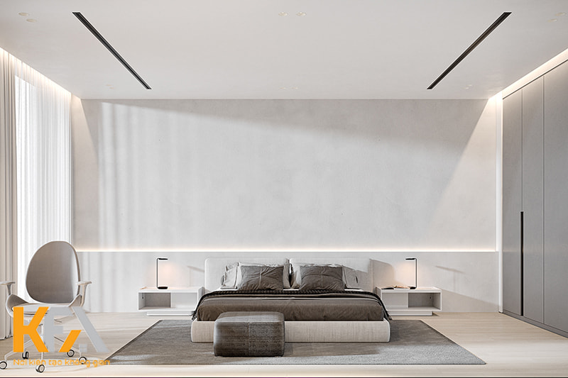 Thiết kế nội thất phòng ngủ master phong cách tối giản