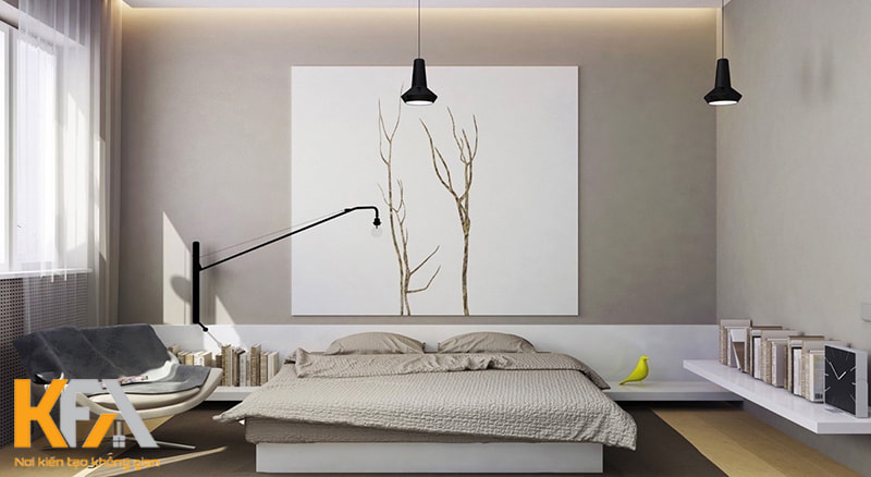 Thiết kế phòng ngủ master phong cách tối giản nên ưu tiên nội thất đa năng và nội thất treo tường