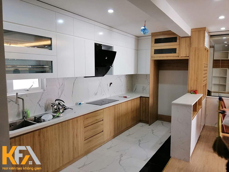 Tủ bếp MDF phù hợp với các thiết kế không gian theo phong cách hiện đại