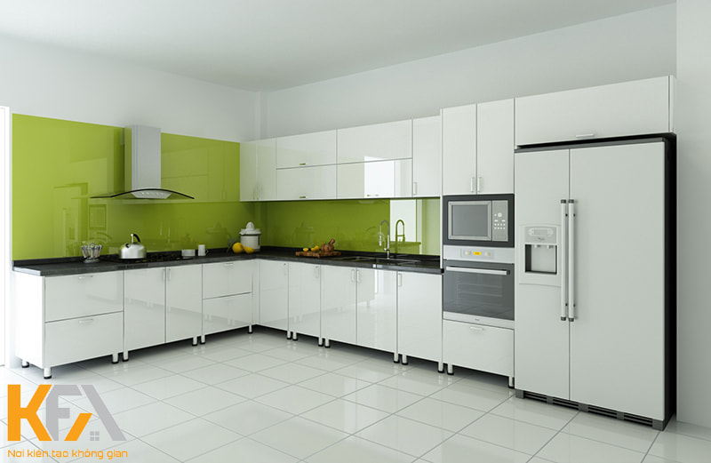 Bạn nên lựa chọn đá ốp bếp nổi bật nếu chọn tủ bếp màu trắng