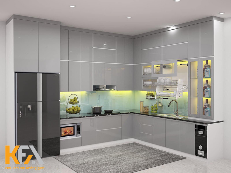 Tủ bếp đa năng được thiết kế để tận dụng tối đa không gian lưu trữ trong không gian bếp