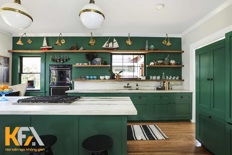 Lựa chọn màu sắc tủ bếp dưới hài hòa với màu sắc phòng bếp