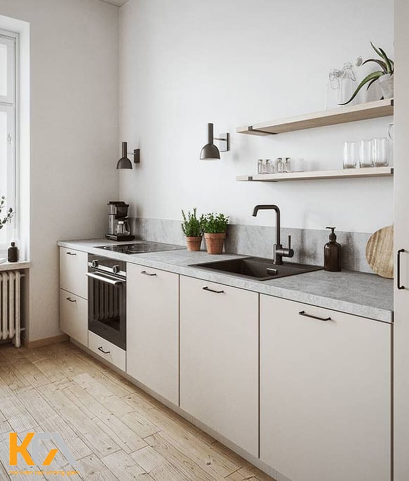 Việc chỉ lắp đặt tủ bếp dưới đặc biệt phù hợp với những căn bếp có diện tích nhỏ hẹp