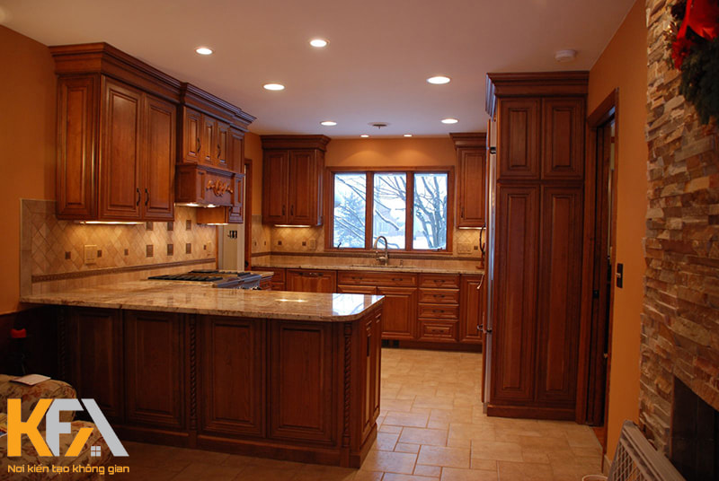 Tủ bếp gỗ Gõ Đỏ có khả năng chịu nước, ẩm và nhiệt rất tốt nên được yêu thích