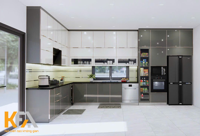 Tủ bếp màu đen trắng được coi là sư kết hợp "ăn ý" nhất