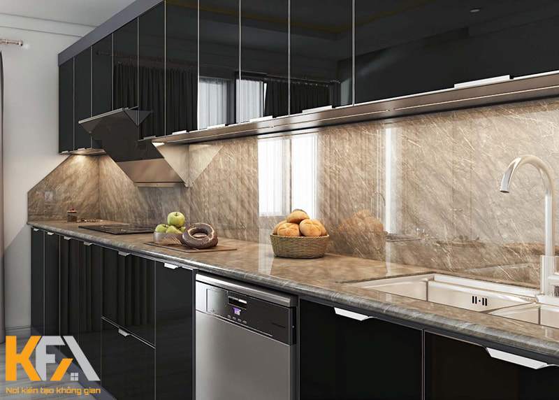 Tủ bếp màu đen có thể phù hợp với nhiều phong cách thiết kế