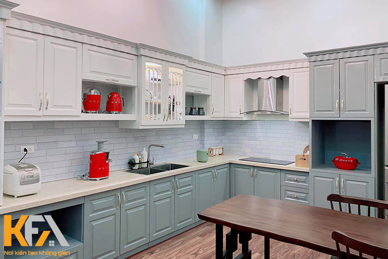 Mẫu tủ bếp màu trắng - xanh cho những gia chủ yêu thích sự nhẹ nhàng, đơn giảnMẫu tủ bếp màu trắng - xanh cho những gia chủ yêu thích sự nhẹ nhàng, đơn giản
