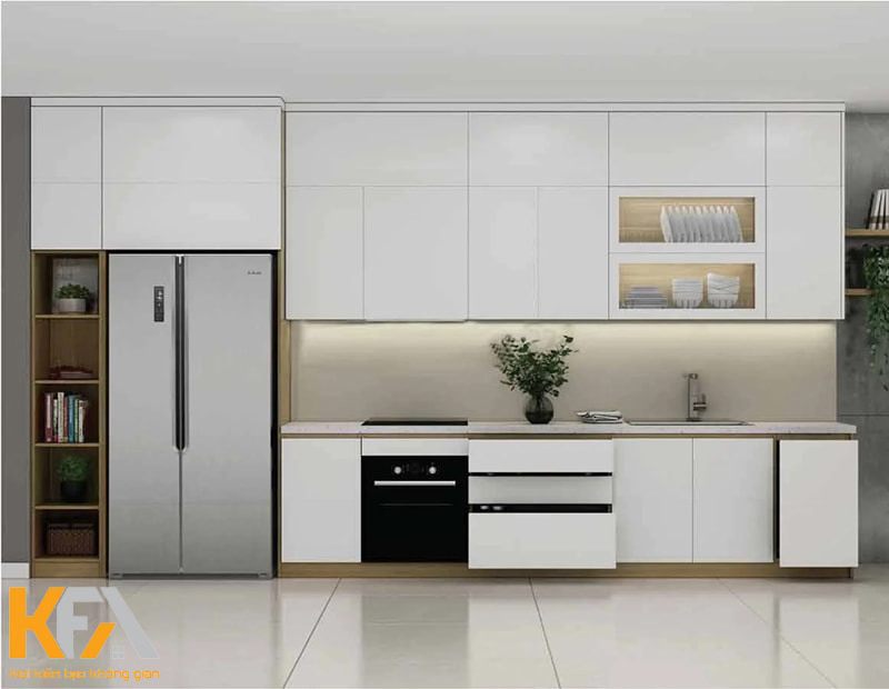 Tủ bếp màu trắng phù hợp với đa dạng phong cách thiết kế khác nhau