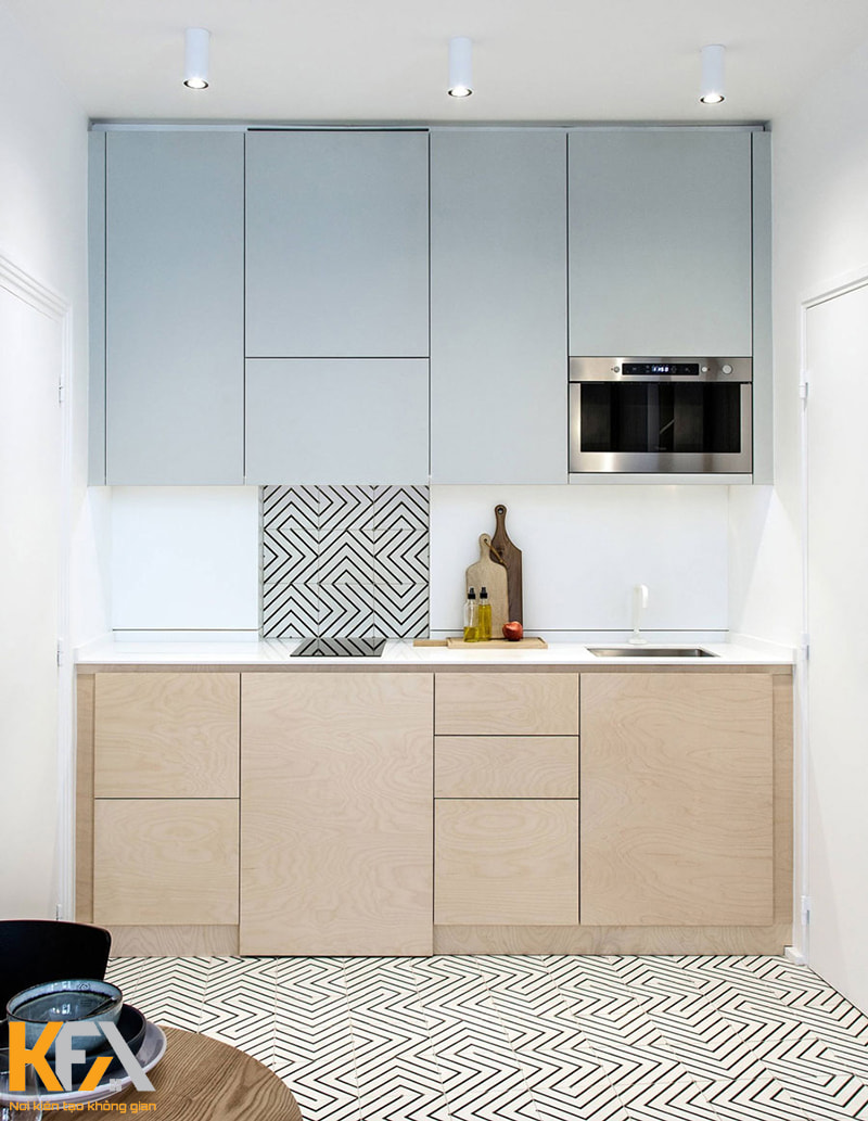 Tủ bếp vừa khít với chiều rộng không gian bếp