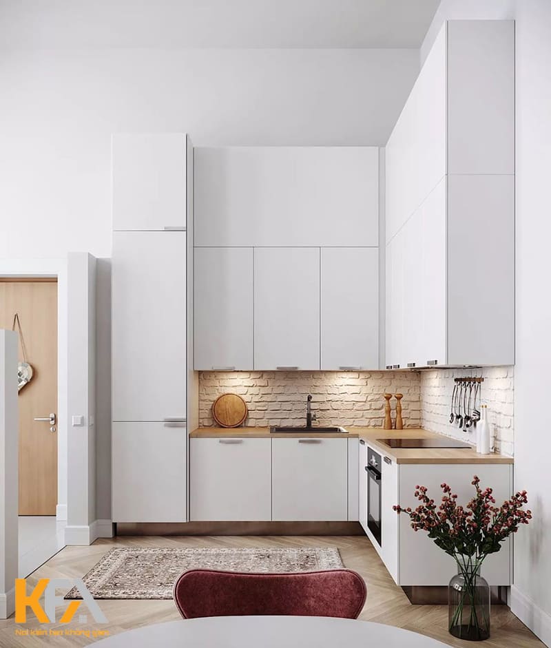 Mẫu tủ bếp treo tường nhỏ cho căn hộ chung cư