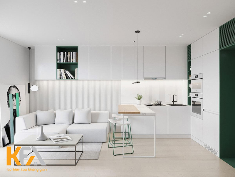 Thiết kế không gian mở với cấu trúc phòng khách liền bếp