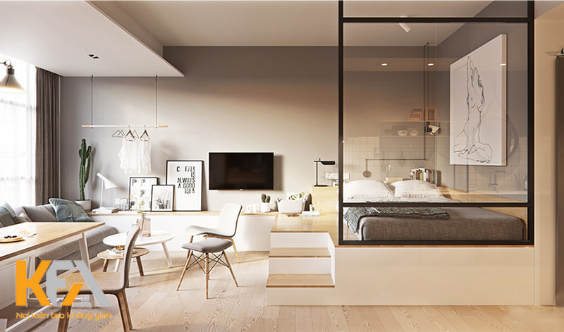 Thiết kế căn hộ 30m2 đảm bảo về mặt công năng bao gồm: Khu vực tiếp khách, khu vực bếp và khu vực nghỉ ngơi