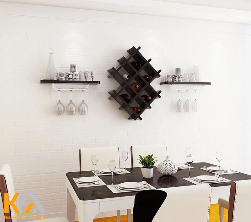 Tủ rượu treo tường với thiết kế đơn giản, nhỏ gọn