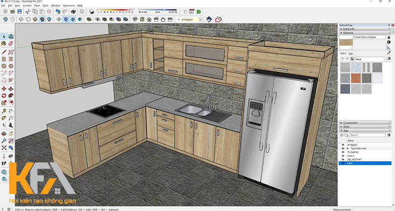 Bản vẽ tủ nhà bếp 3D