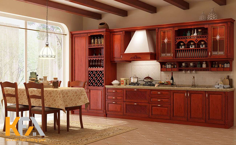 Mẫu tủ rượu gỗ Sồi tự nhiên kết hợp tủ bếp đẹpMẫu tủ rượu gỗ Sồi tự nhiên kết hợp tủ bếp đẹp