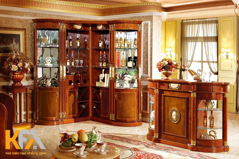 Tủ rượu tân cổ điển là sự kết hợp hài hòa giữa nét đẹp cổ điển và hiện đại