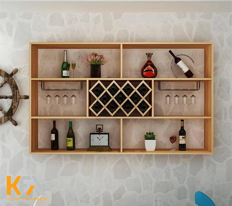 Mẫu tủ rượu treo tường đơn giản, giá rẻ được nhiều người yêu thích