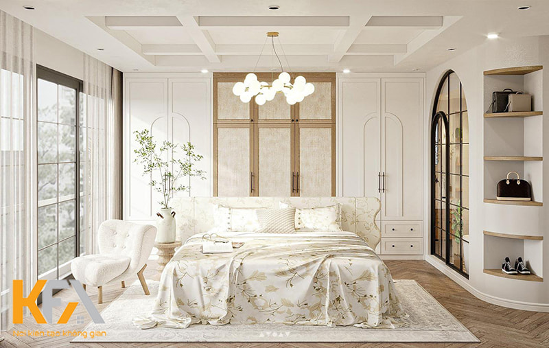 Mẫu thiết kế phòng ngủ 30m2 gam màu trắng đẹp mãn nhãn