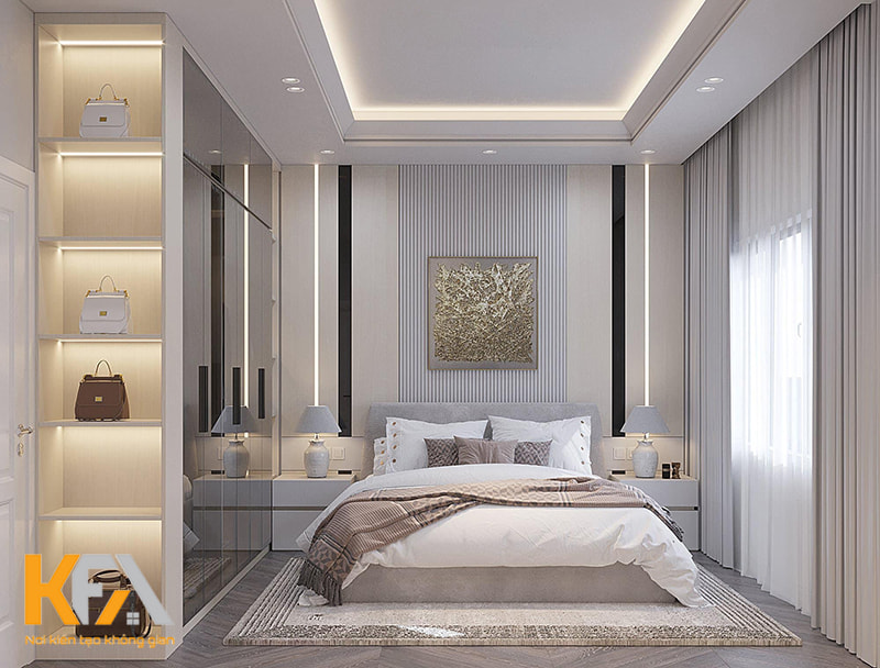 Thiết kế phòng ngủ 14m2 với gam màu trung tính