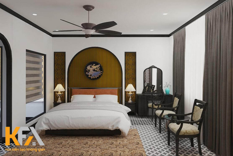 Thiết kế phòng ngủ phong cách Indochine sang trọng, ấm áp dành cho ông bà