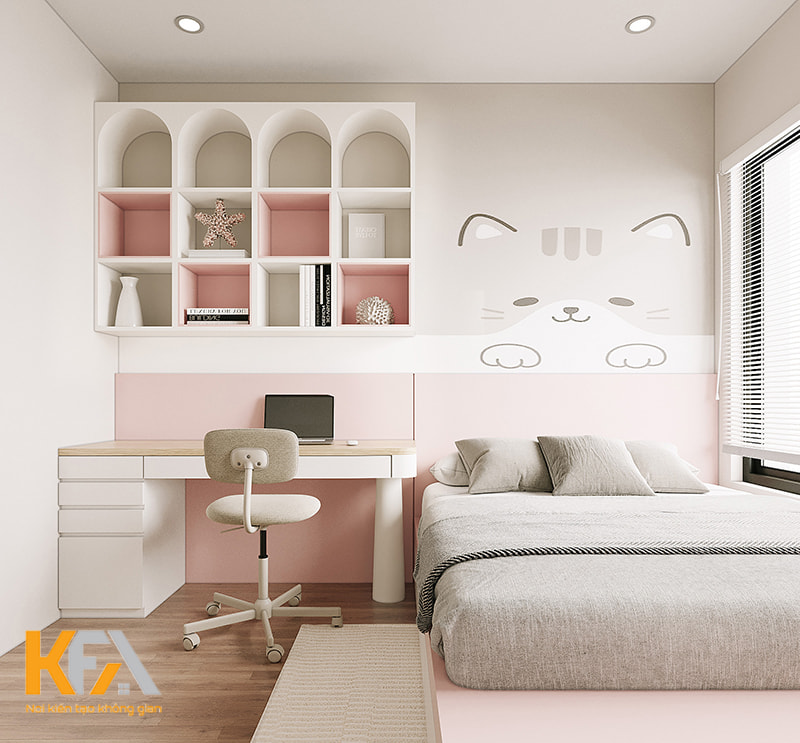 Phòng ngủ màu hồng của bé gái