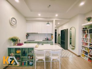 Thiết kế phòng bếp mở thông thoáng trong căn hộ chung cư